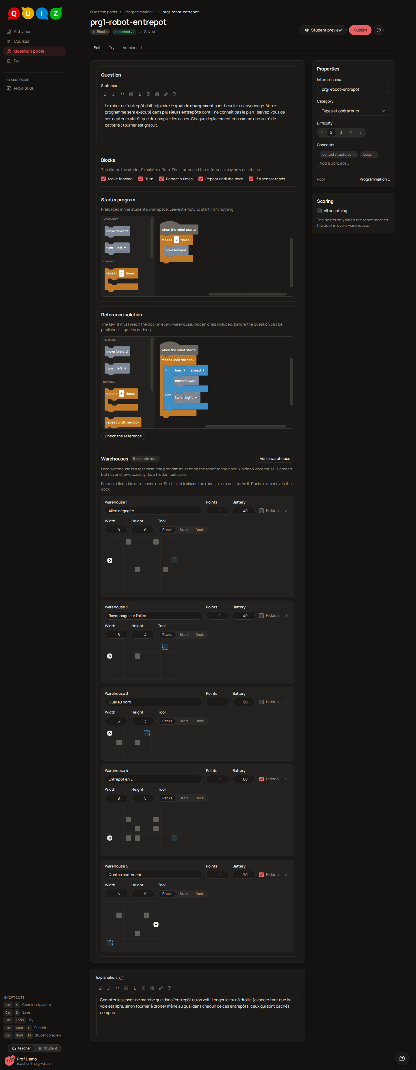 The editor of a blocks question