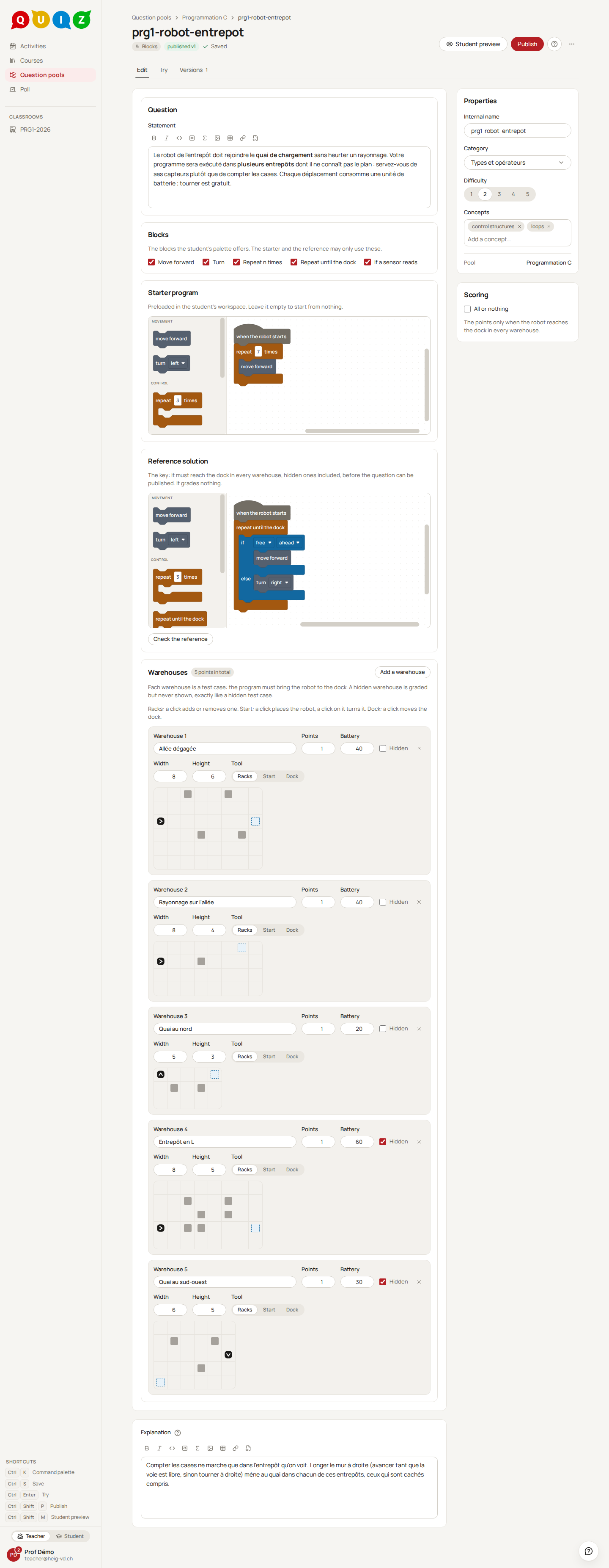 The editor of a blocks question
