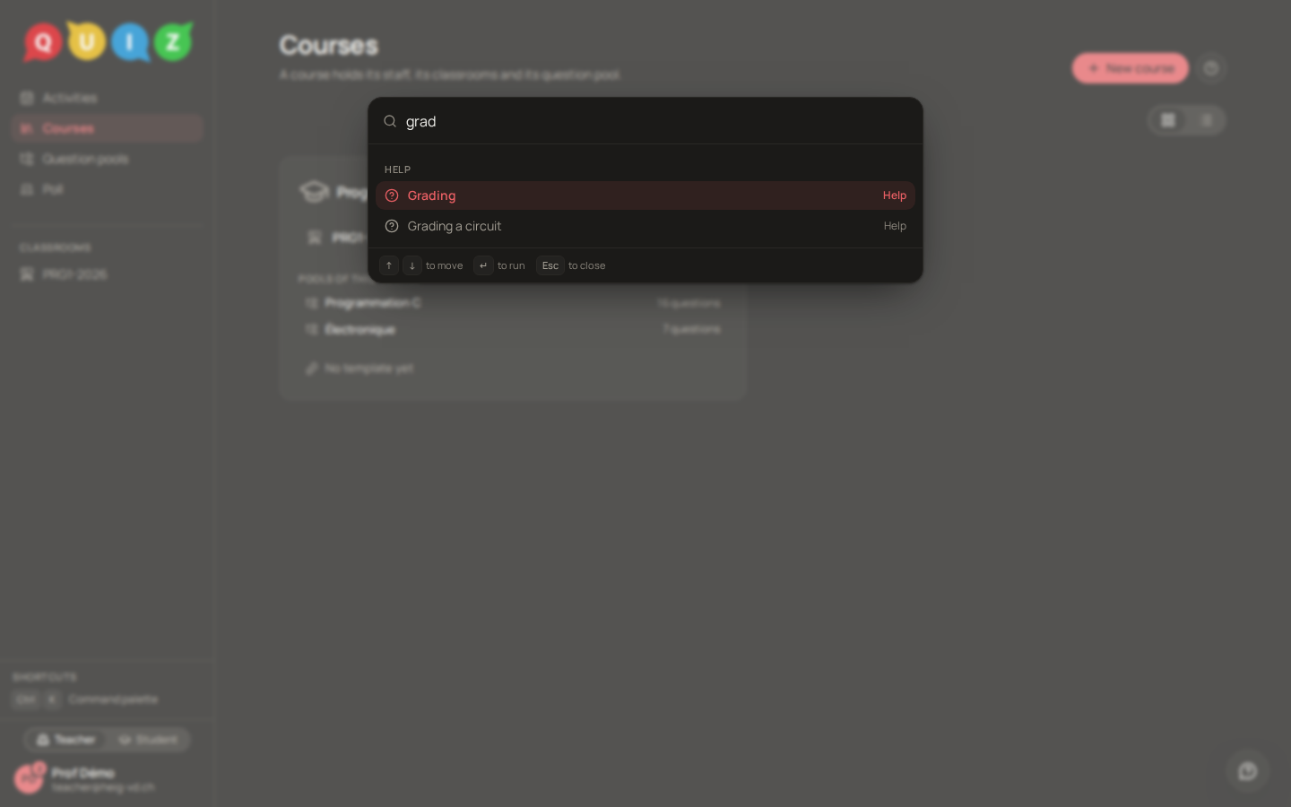 The palette filtered on "grad"