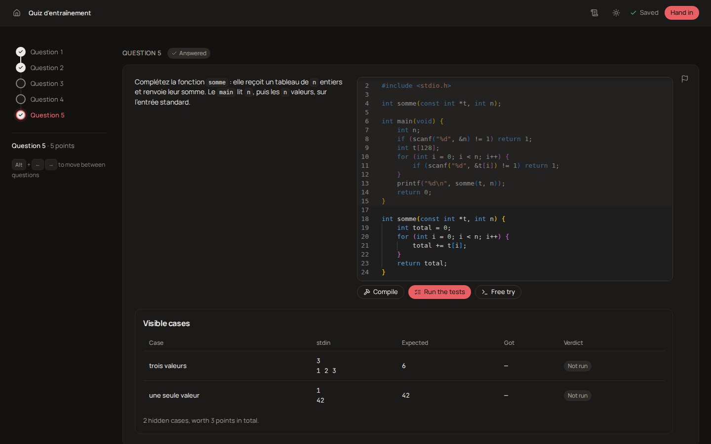 The player on a code question