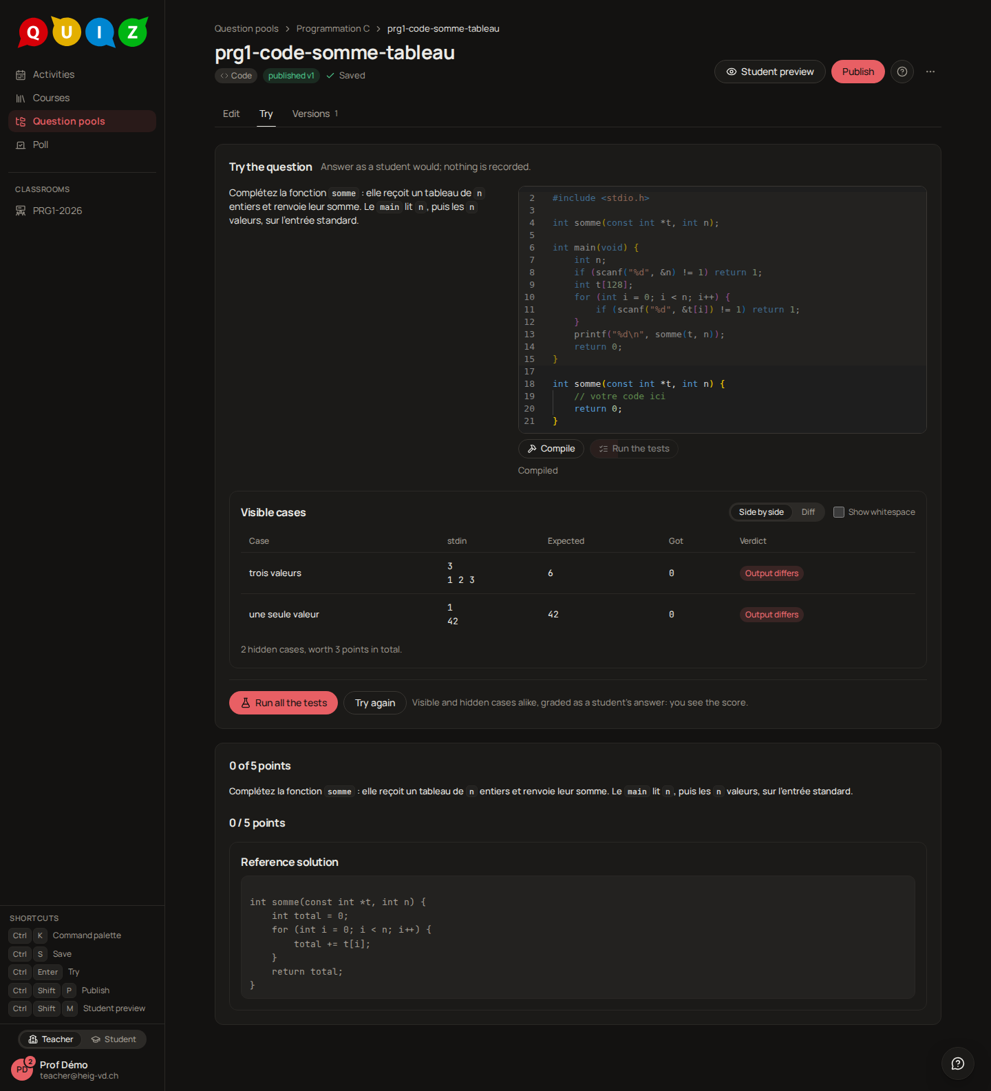 Trying a code question in the editor