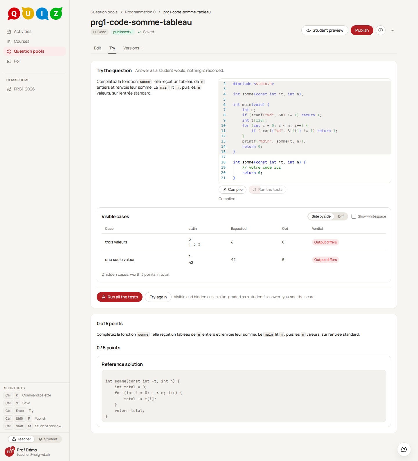 Trying a code question in the editor